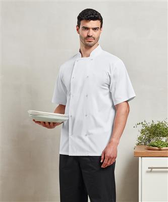 Studded front short sleeve chef
